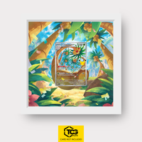 Alola-Kokowei 30C 129 Frames® in Cloud White mit UV-Schutz-Case und magnetischer Wandhalterung von TCGplate.