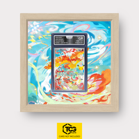Moltres 30C 130 Frames® in Life Oak, graded edition in the AOG slab, with magnetic wall mount by TCGplate.
