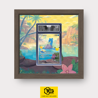 Lapras 30C 131 as an Extended Art display in a real wood frame with UV-protective case and magnetic wall mount by TCGplate.