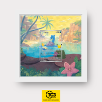Lapras 30C 131 as an Extended Art display in a real wood frame with UV-protective case and magnetic wall mount by TCGplate.