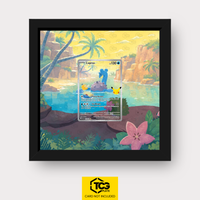 Lapras 30C 131 as an Extended Art display in a real wood frame with UV-protective case and magnetic wall mount by TCGplate.