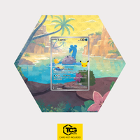 Lapras 30C 131 as a hexagonal Extended Art Hex Shapes display with UV-protective case and magnetic wall mount by TCGplate.