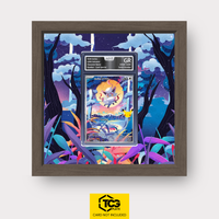 Hisuian Zorua 30C 145 as an Extended Art display in a real wood frame with UV-protective case and magnetic wall mount by TCGplate.