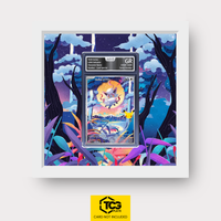 Hisuian Zorua 30C 145 as an Extended Art display in a real wood frame with UV-protective case and magnetic wall mount by TCGplate.