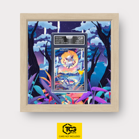 Hisuian Zorua 30C 145 as an Extended Art display in a real wood frame with UV-protective case and magnetic wall mount by TCGplate.