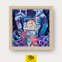 Hisuian Zorua 30C 145 as an Extended Art display in a real wood frame with UV-protective case and magnetic wall mount by TCGplate.