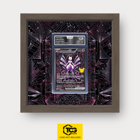 Mewtwo ex 30C 151 Frames® in Chocolate Oak, graded edition in the AOG slab, with magnetic wall mount by TCGplate.