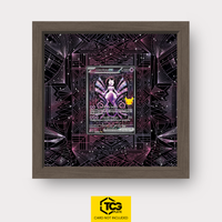 Mewtwo ex 30C 151 Frames® in Chocolate Oak with UV-protective case and magnetic wall mount by TCGplate.
