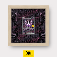 Mewtwo ex 30C 151 Frames® in Life Oak with UV-protective case and magnetic wall mount by TCGplate.