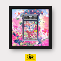 Sylveon ex 30C 153 Frames® in Pitch Black, graded edition in the AOG slab, with magnetic wall mount by TCGplate.