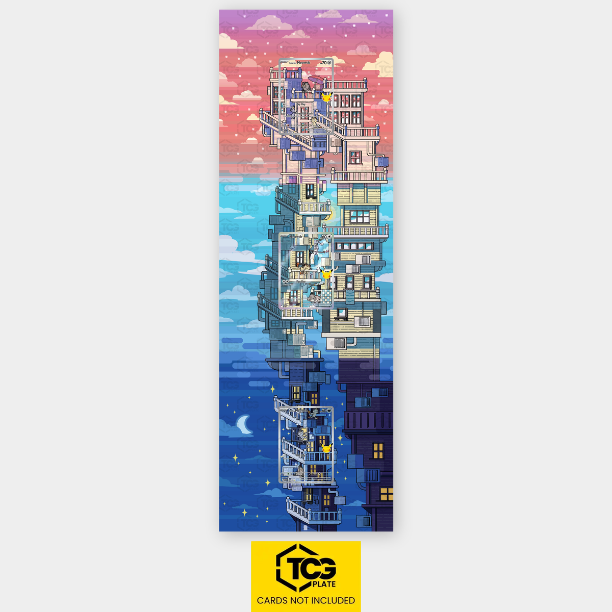 Galar-Mauzi, Mauzi und Alola-Mauzi 30C Pokémon TCG Karten im TCGplate Extended Art Acrylglas Display für Sammler.