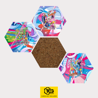 Chimpep, Hopplo und Memmeon als Hex Shapes Bündel mit Kork Hexagon von TCGplate.