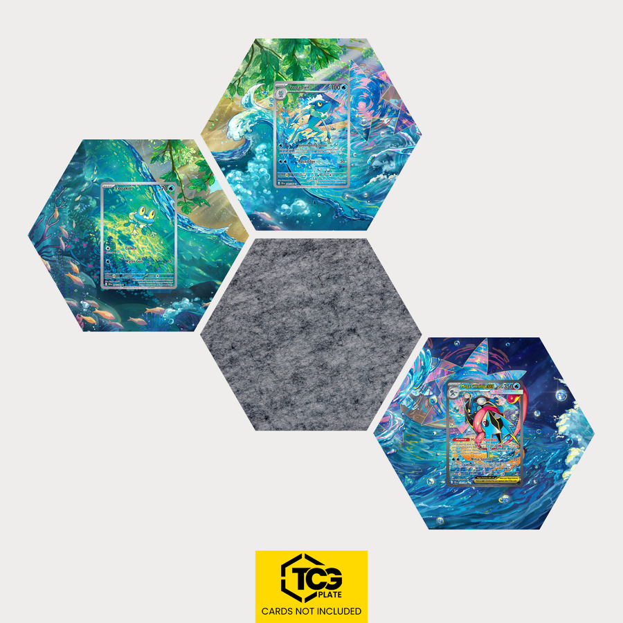 Froxy, Amphizel und Quajutsu als Hex Shapes Bündel mit Filz Hexagon von TCGplate.