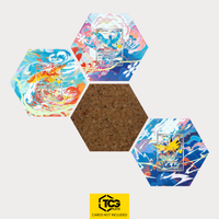 Lavados, Arktos und Zapdos als Hex Shapes Bündel mit Kork Hexagon von TCGplate.