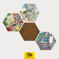 Bisasam, Glumanda und Schiggy in ihren Klassiker-Artworks als Hex Shapes Bündel mit Kork Hexagon von TCGplate.