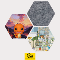 Funko Charmander, the card SVP 044 and the felt hexagon as a Hex Shapes bundle by TCGplate.