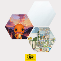 Funko Charmander, the card SVP 044 and the mirror hexagon as a Hex Shapes bundle by TCGplate.