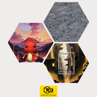 Funko Glutexo, die Karte MEW 169 und das Filz Hexagon als Hex Shapes Bündel von TCGplate.
