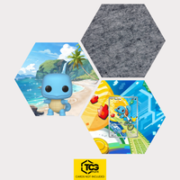Funko Squirtle, the card MEP 039 and the felt hexagon as a Hex Shapes bundle by TCGplate.