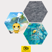 Funko Psyduck, the card Misty's Psyduck DRI 193 and the felt hexagon as a Hex Shapes bundle by TCGplate.