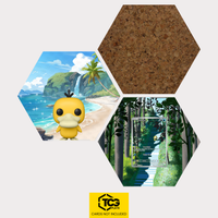 Funko Psyduck, the card MEW 175 and the cork hexagon as a Hex Shapes bundle by TCGplate.