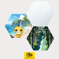 Funko Psyduck, the card MEW 175 and the mirror hexagon as a Hex Shapes bundle by TCGplate.