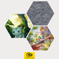 Funko Bulbasaur, the card SCR 143 and the felt hexagon as a Hex Shapes bundle by TCGplate.