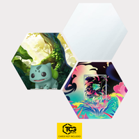 Funko Bulbasaur, the card MEG 133 and the mirror hexagon as a Hex Shapes bundle by TCGplate.