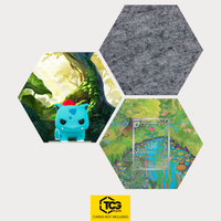 Funko Ivysaur, the card MEW 167 and the felt hexagon as a Hex Shapes bundle by TCGplate.