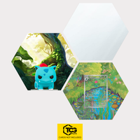 Funko Ivysaur, the card MEW 167 and the mirror hexagon as a Hex Shapes bundle by TCGplate.