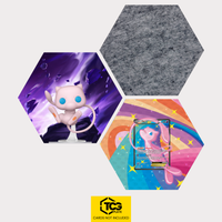 Funko Mew, the card LTR RC24 and the felt hexagon as a Hex Shapes bundle by TCGplate.