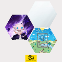 Funko Mew, the card PAF 232 and the mirror hexagon as a Hex Shapes bundle by TCGplate.