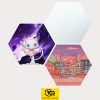 Funko Mew, the card SVP 053 and the mirror hexagon as a Hex Shapes bundle by TCGplate.