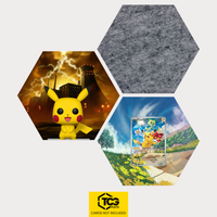 Funko Pikachu, the card SVP 027 and the felt hexagon as a Hex Shapes bundle by TCGplate.