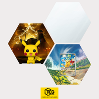 Funko Pikachu, the card SVP 027 and the mirror hexagon as a Hex Shapes bundle by TCGplate.