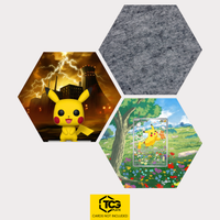 Funko Pikachu, the card SVP 088 and the felt hexagon as a Hex Shapes bundle by TCGplate.