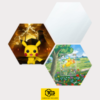 Funko Pikachu, the card SVP 088 and the mirror hexagon as a Hex Shapes bundle by TCGplate.