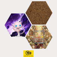 Funko Mew, the card 30C 152 and the cork hexagon as a Hex Shapes bundle by TCGplate.