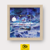 Suicune V CRZ GG38 Frames® in Life Oak with UV-protective case and magnetic wall mount by TCGplate.