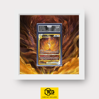 Arceus VSTAR CRZ GG70 as an Extended Art display in a real wood frame with UV-protective case and magnetic wall mount by TCGplate.