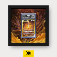Arceus VSTAR CRZ GG70 as an Extended Art display in a real wood frame with UV-protective case and magnetic wall mount by TCGplate.