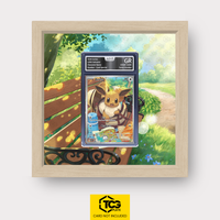 Eevee DLR 114 Frames® in Life Oak, graded edition in the AOG slab, with magnetic wall mount by TCGplate.