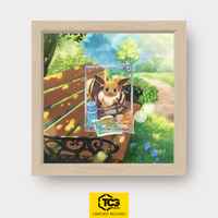 Eevee DLR 114 Frames® in Life Oak with UV-protective case and magnetic wall mount by TCGplate.