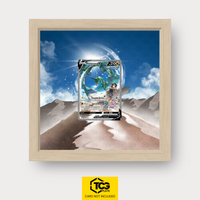 Rayquaza V EVS 194 Frames® in Life Oak with UV-protective case and magnetic wall mount by TCGplate.