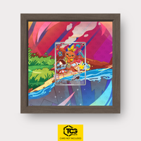 Flemmli MEP 056 als Extended Art Display im Echtholzrahmen mit UV-Schutz-Case und magnetischer Wandhalterung von TCGplate.