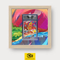 Flemmli MEP 056 als Extended Art Display im Echtholzrahmen mit UV-Schutz-Case und magnetischer Wandhalterung von TCGplate.