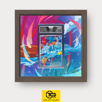Hydropi MEP 057 als Extended Art Display im Echtholzrahmen mit UV-Schutz-Case und magnetischer Wandhalterung von TCGplate.