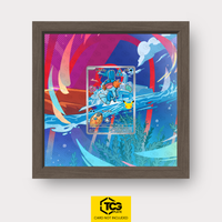 Hydropi MEP 057 als Extended Art Display im Echtholzrahmen mit UV-Schutz-Case und magnetischer Wandhalterung von TCGplate.