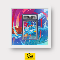 Hydropi MEP 057 als Extended Art Display im Echtholzrahmen mit UV-Schutz-Case und magnetischer Wandhalterung von TCGplate.
