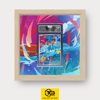 Hydropi MEP 057 als Extended Art Display im Echtholzrahmen mit UV-Schutz-Case und magnetischer Wandhalterung von TCGplate.
